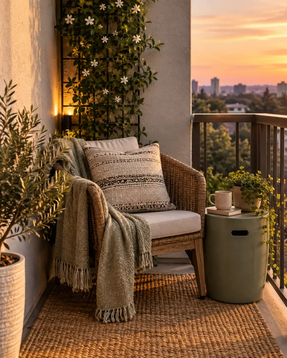 Decorating concept: The existing solid wall can shelter a seat without a new enclosure.