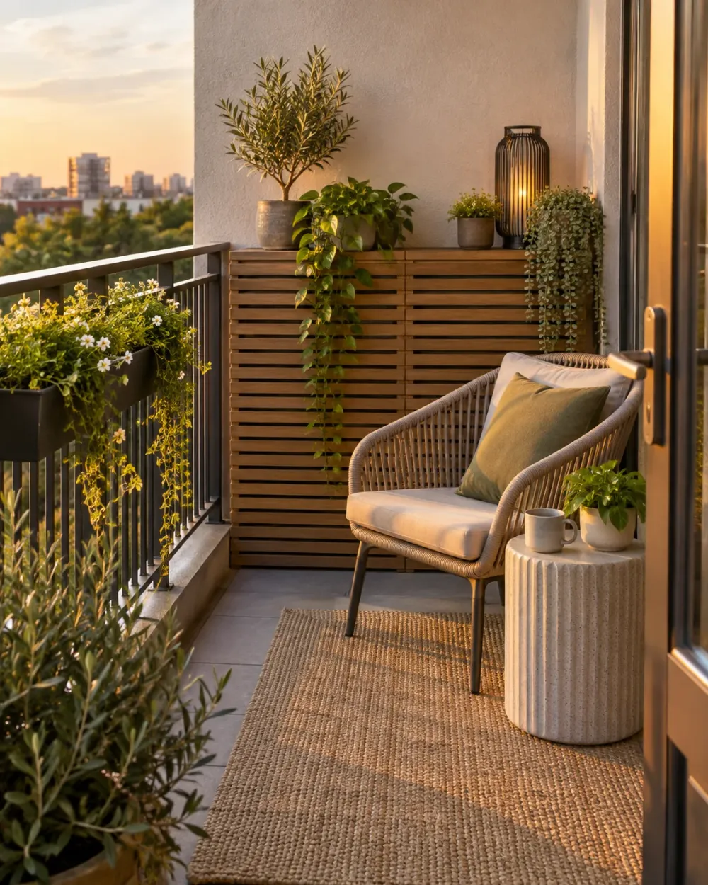 Decorating concept: A suitable low screen focuses privacy around one seating corner.