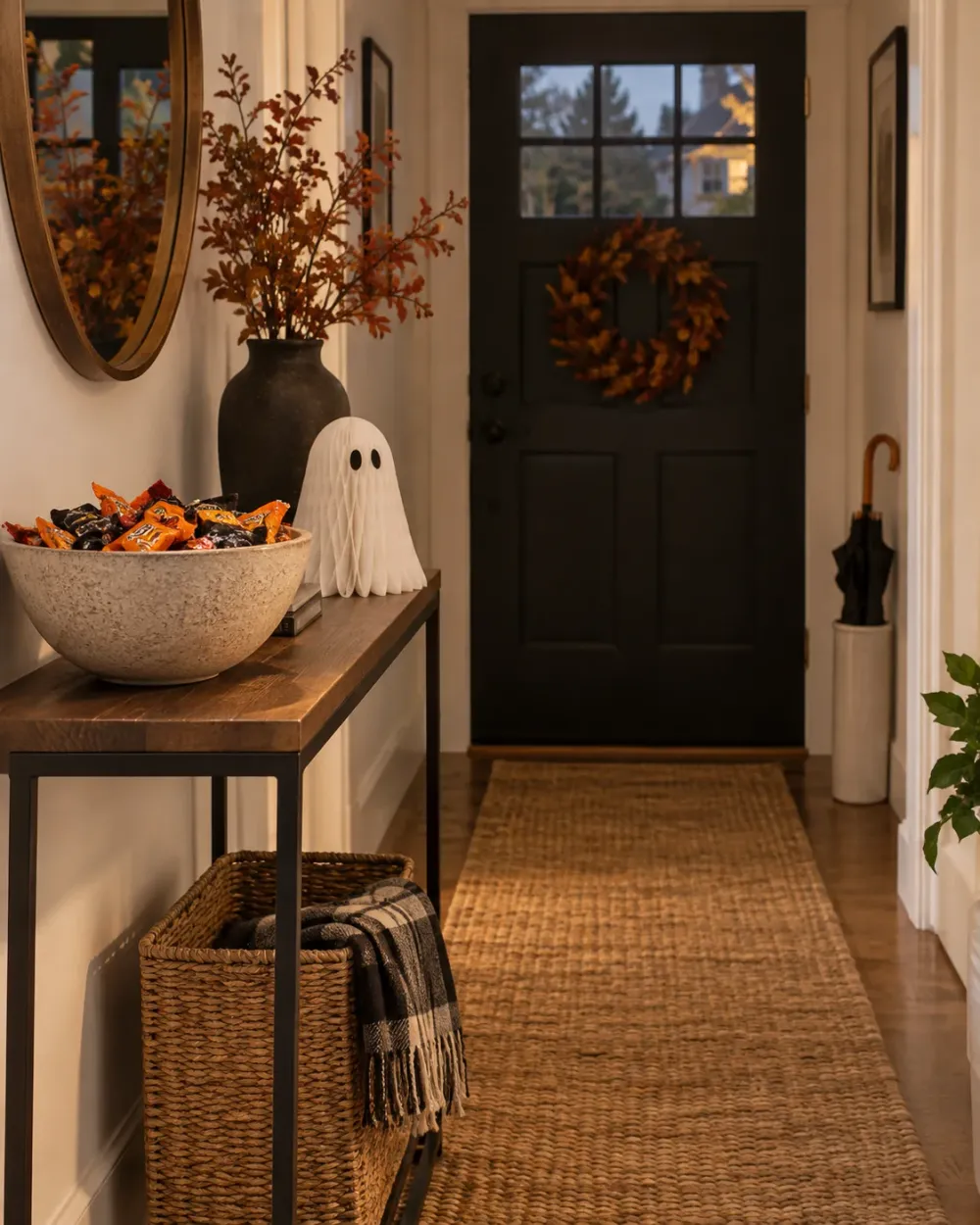 Decorating concept: A bowl of wrapped treats makes one seasonal detail useful.