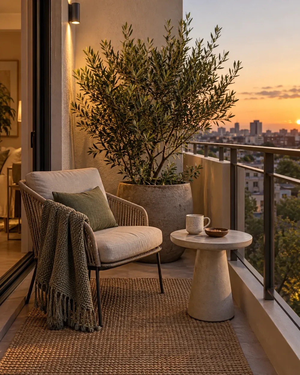 Decorating concept: One larger plant can anchor a modest seating corner.