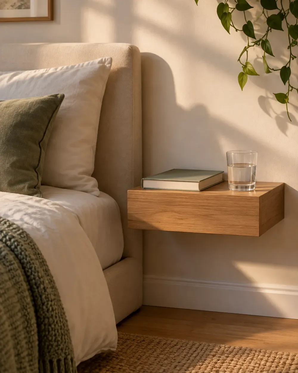 Decorating concept: A suitably installed shelf leaves the floor beneath it visible.