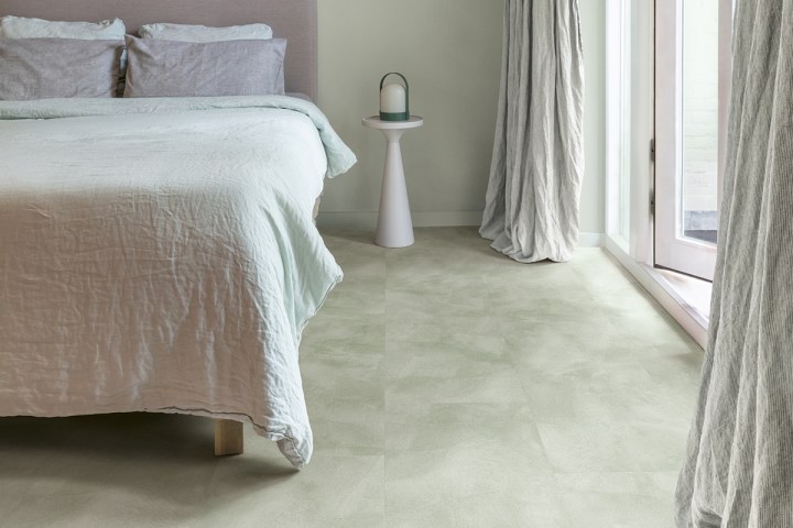 Illume, Soft Sage vinyl floor from £47.99 per m2, Quick-Step, quick-step.co.uk
